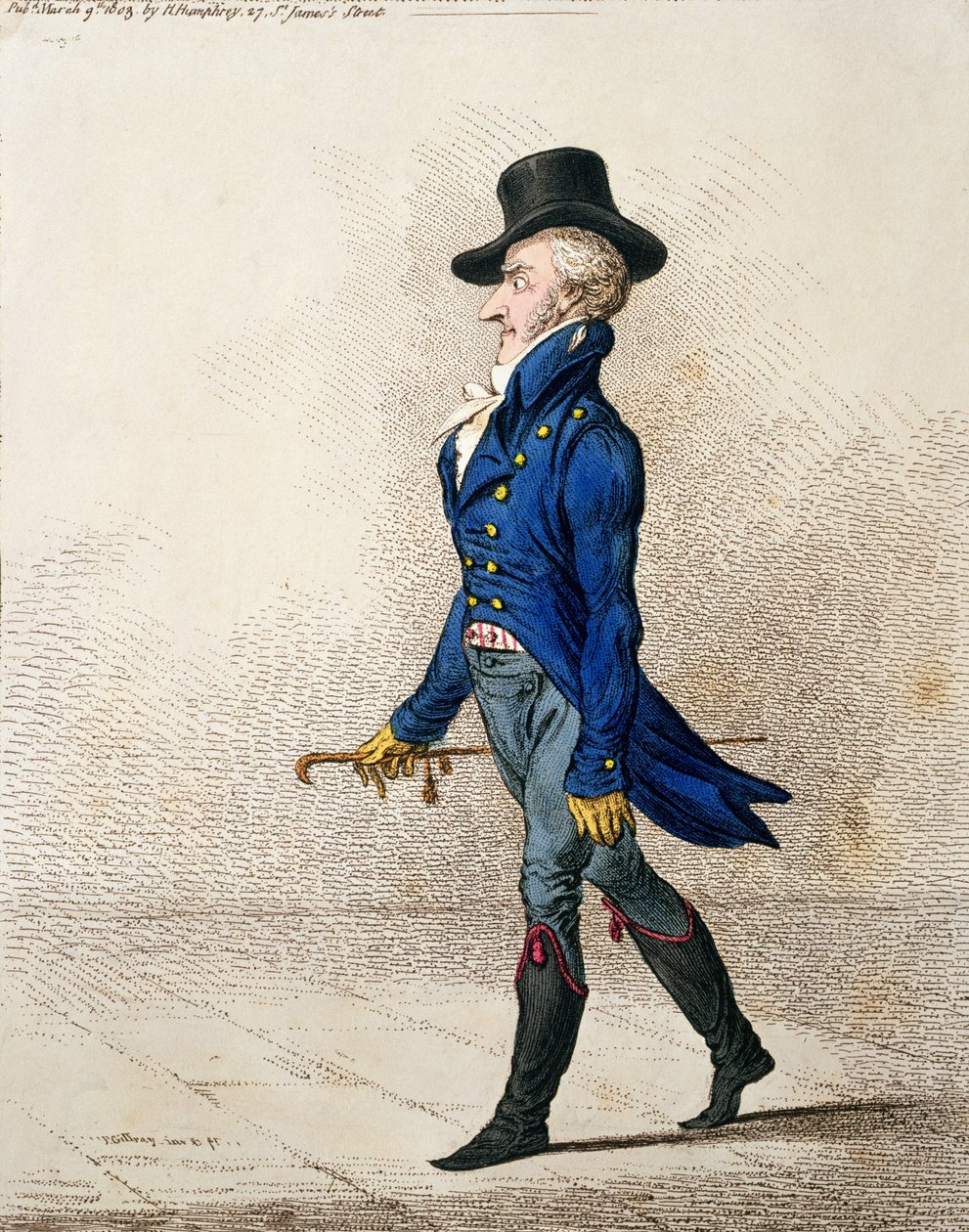 Retrato de um homem, publicado por Hannah Humphrey em 1803 (gravura à mão colorida) de James Gillray