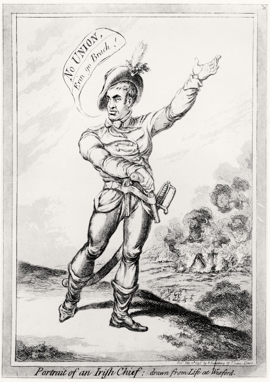 Retrato de um chefe irlandês, tirado da vida em Wexford, bar. por H. Humphrey, 10 de julho de 1798 (ver 123751 para cor) de James Gillray