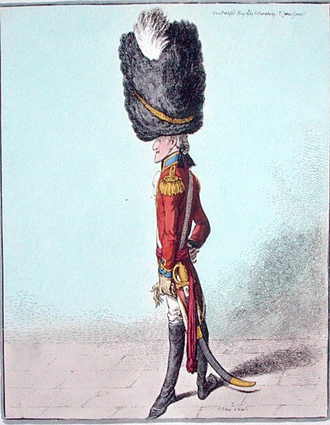 Retrato de um oficial, publicado por Hannah Humphrey em 1800 (gravura colorida à mão) de James Gillray