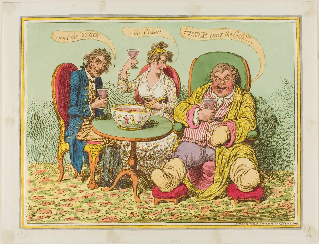 O ponche cura a gota, a cólica e a tísica de James Gillray