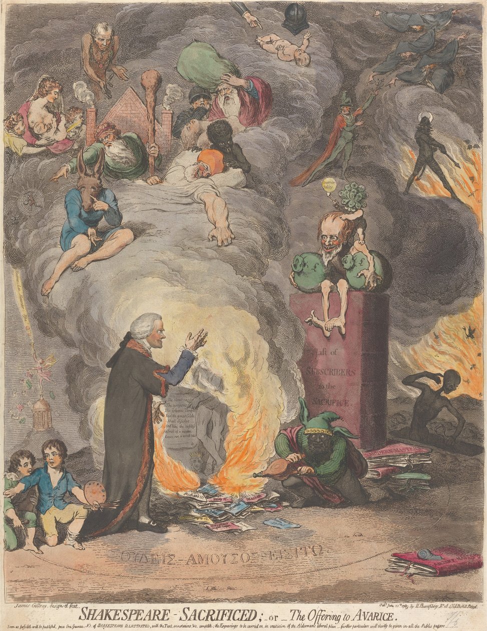 Shakespeare sacrificado; ou, A Oferenda à Avareza de James Gillray