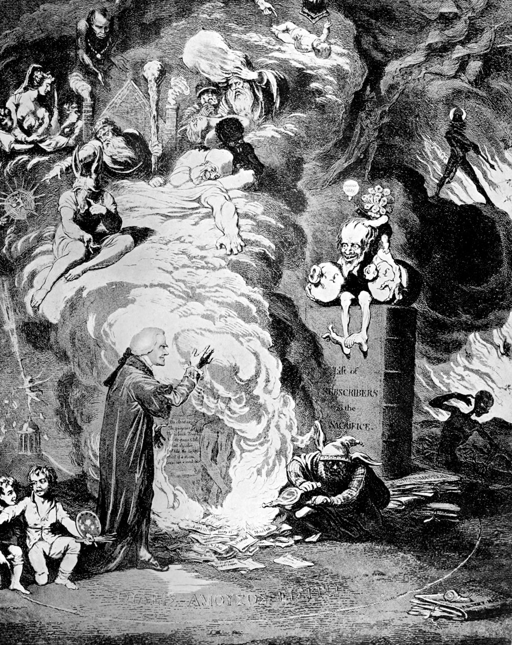 Shakespeare é sacrificado, ou a oferta à avareza, 1789. de James Gillray