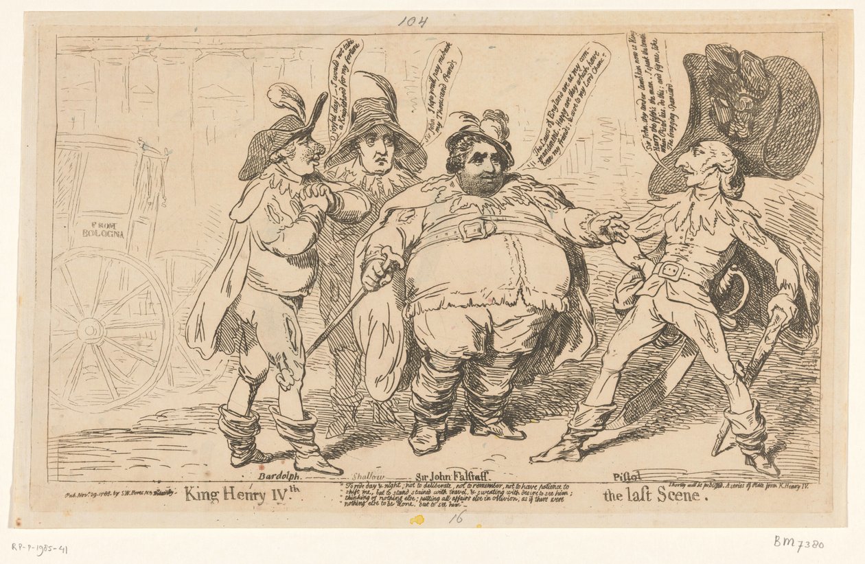 Spotprent de Charles Fox, 1788 Rei Henrique IV. A última cena (título no objeto) de James Gillray