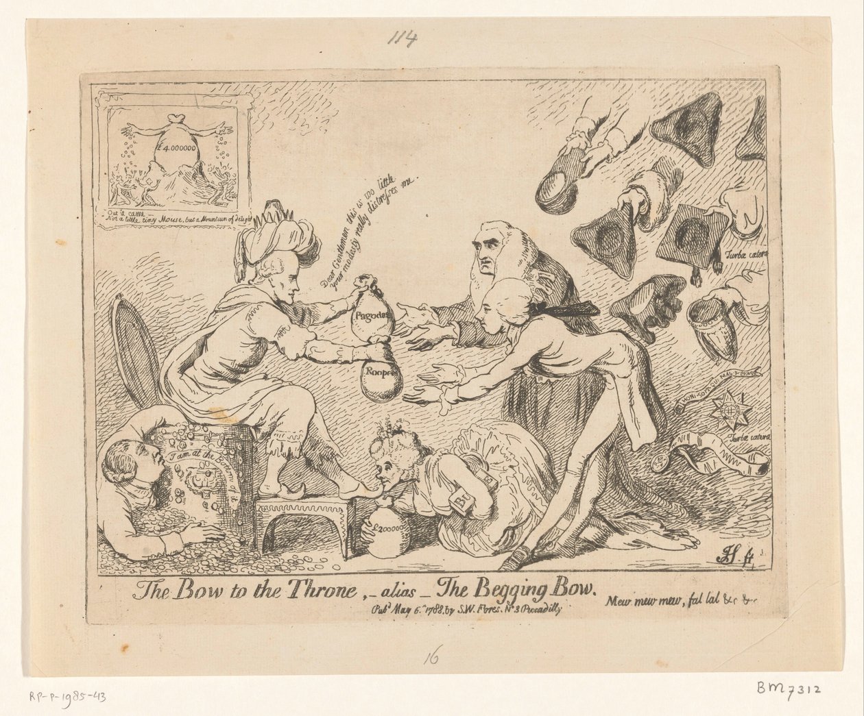 Spotprent de Warren Hastings, 1788 O arco ao trono, -alias- O arco implorando de James Gillray