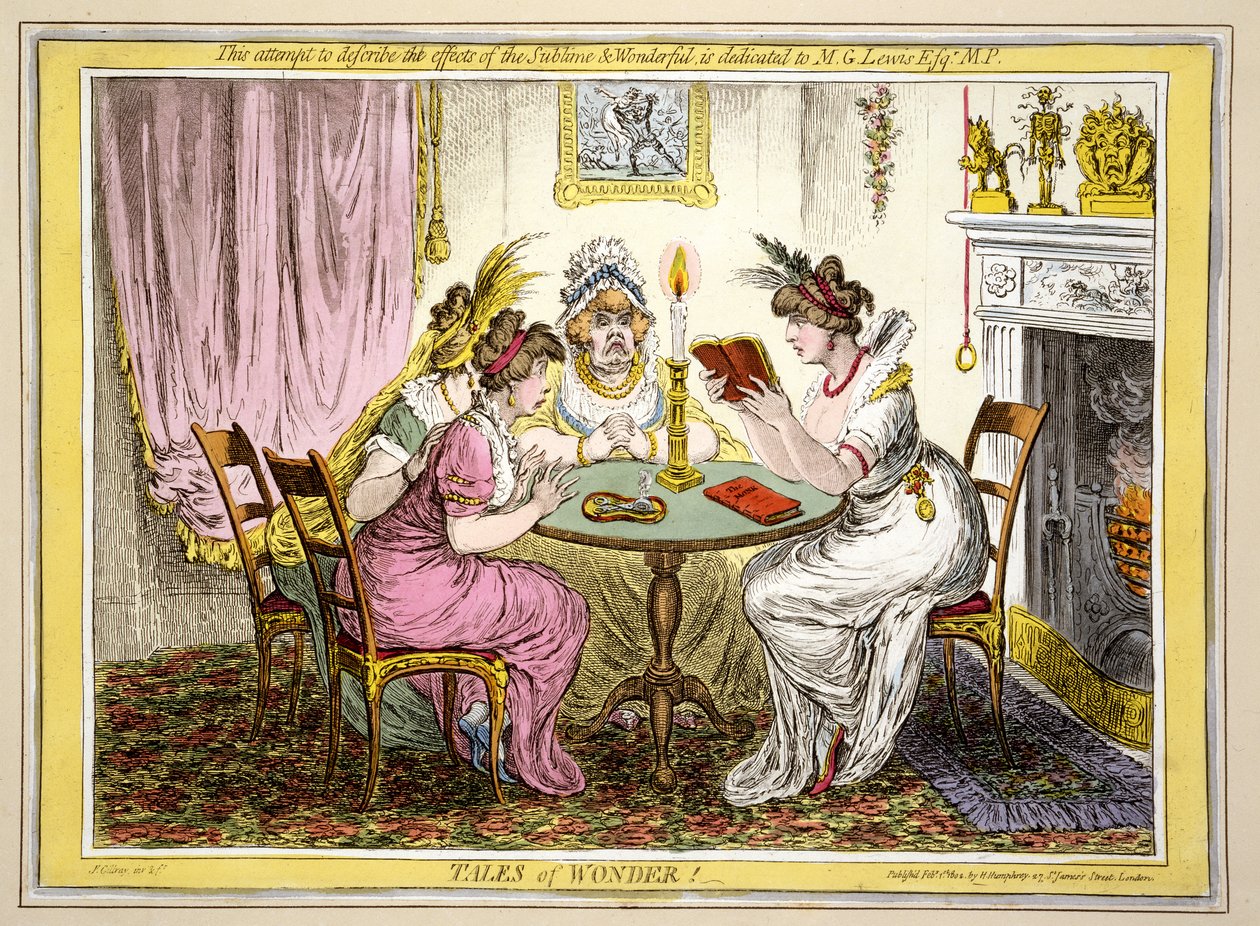 Contos da Maravilha, pub. H. Humphrey, Londres, 1802 (gravura à mão colorida) de James Gillray