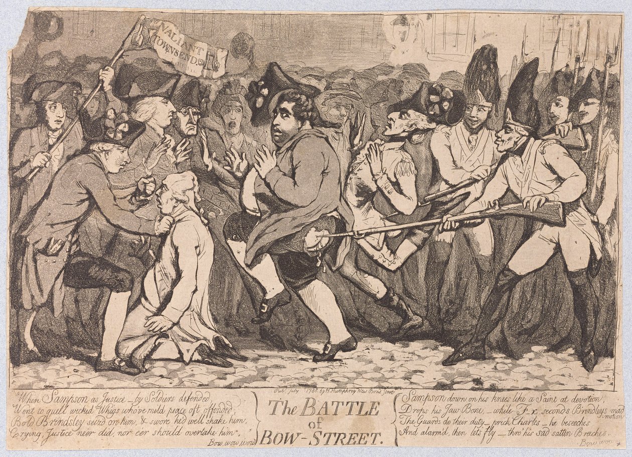 A Batalha de Bow-Street, pub. 1788 de James Gillray