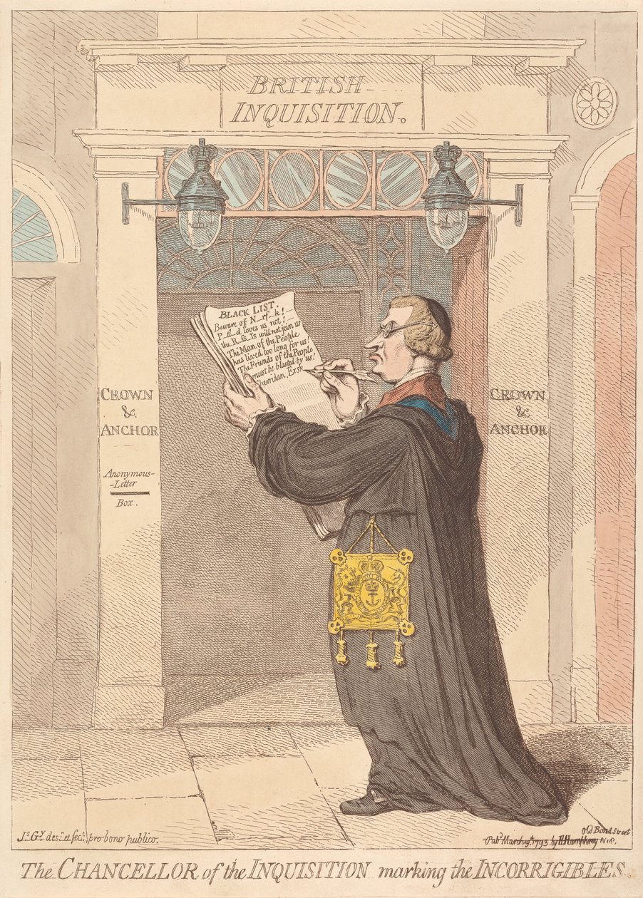 O chanceler da Inquisição marcando os incorrigíveis de James Gillray