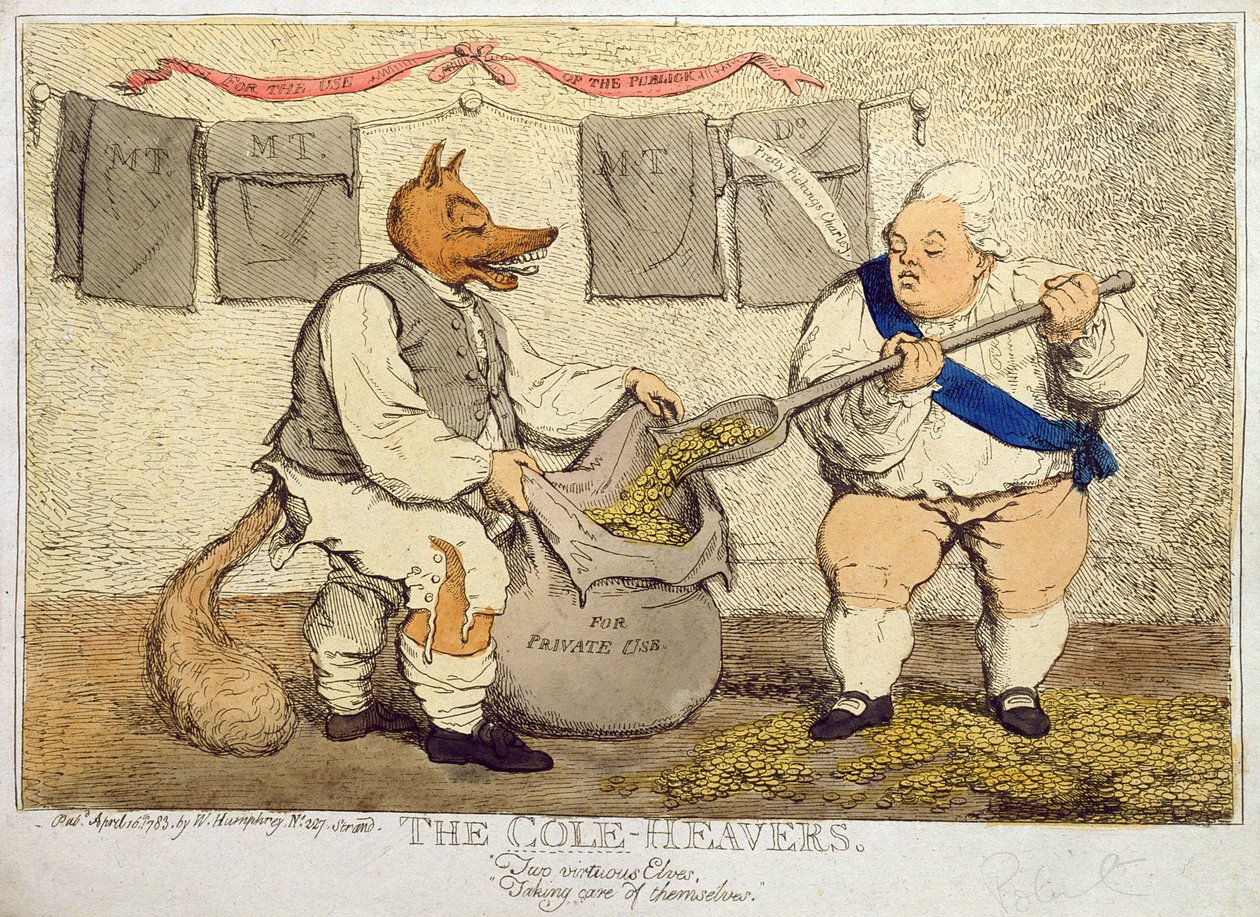 The Cole-Heavers, publicado por William Humphrey em 1783 (gravura à mão colorida) de James Gillray