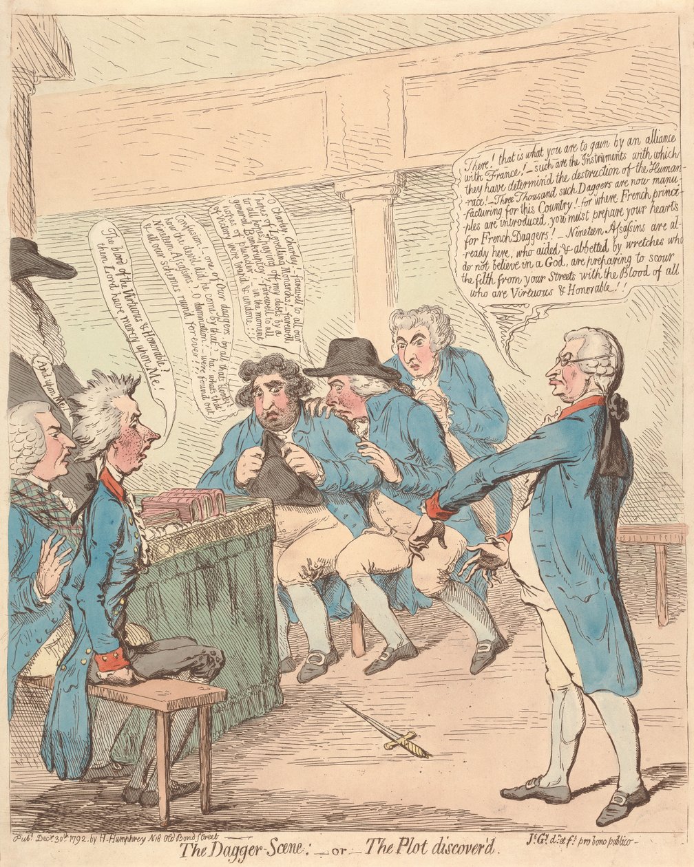 Die Dolchszene: - oder - Die aufgedeckte Verschwörung de James Gillray