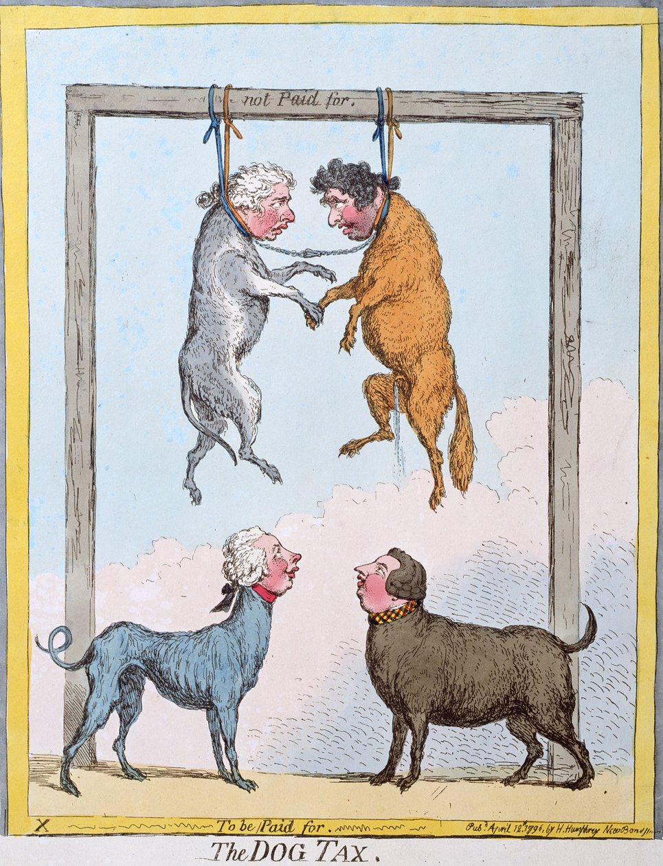 The Dog Tax, publicado por Hannah Humphrey em 1796 (gravura à mão colorida) de James Gillray