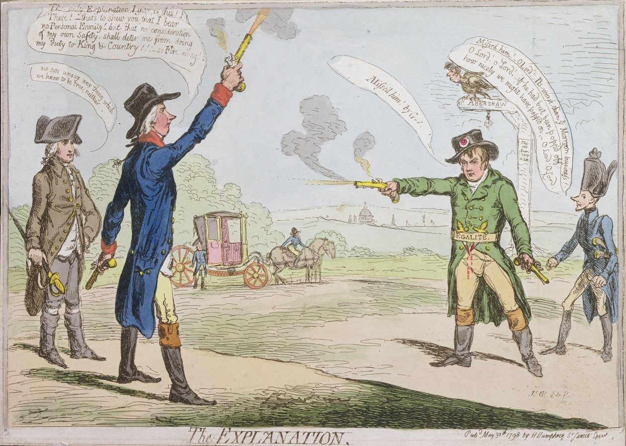 The Explanation, publicado por Hannah Humphrey em 1798 (gravura à mão colorida) de James Gillray