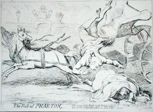 The Fall of Phaeton, publicado pela S.W. Fores em 1788 (gravura) de James Gillray