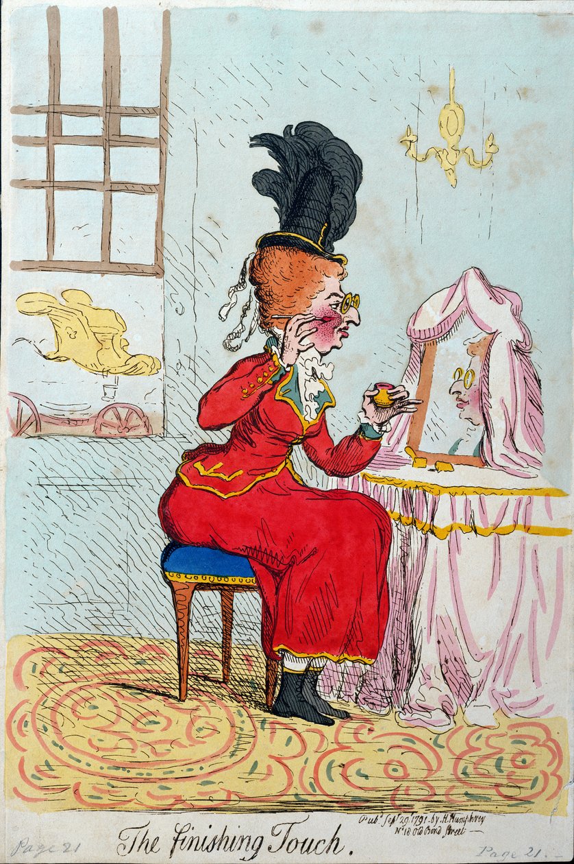 The Finishing Touch, publicado por Hannah Humphrey em 1791 (gravura à mão colorida) de James Gillray