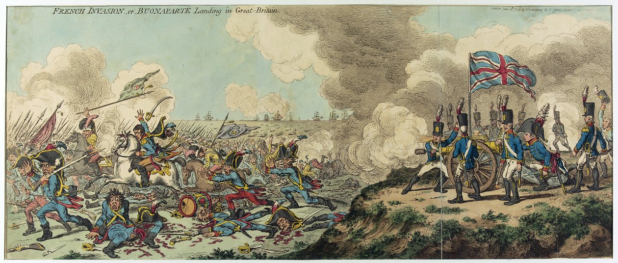 A invasão francesa ou o desembarque de Napoleão Bonaparte (1769-1821) na Grã-Bretanha (gravura) de James Gillray