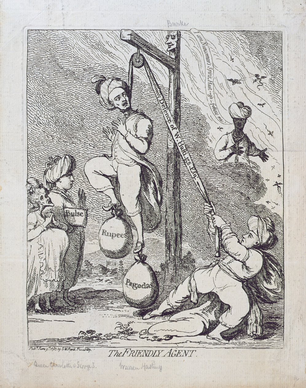 The Friendly Agent, publicado por SW Fores em 1787 de James Gillray
