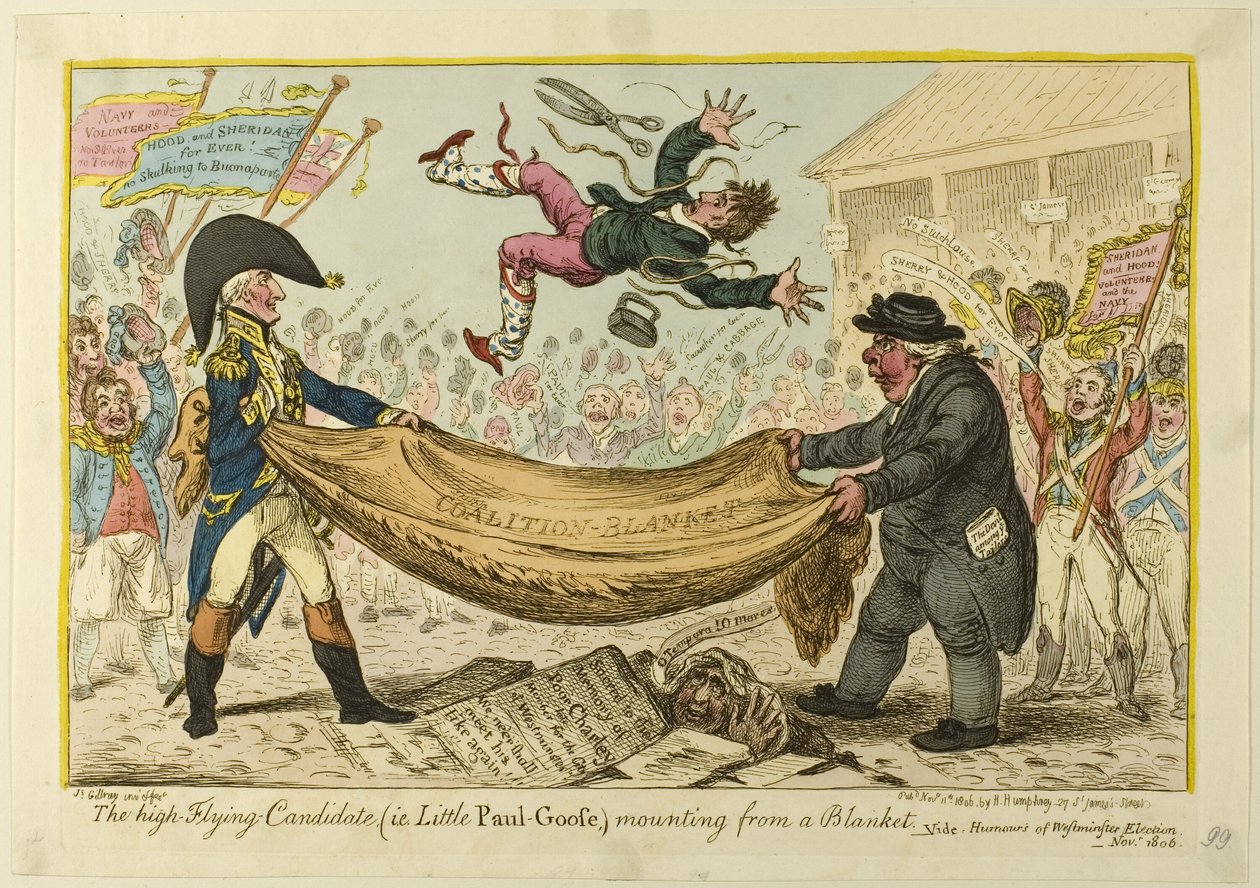 O candidato que voa alto de James Gillray