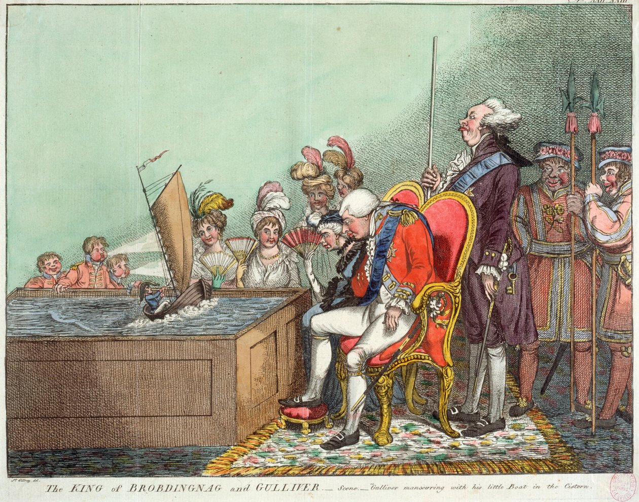 O Rei de Brobdingnag e Gulliver, depois de 1804 (gravura) de James Gillray