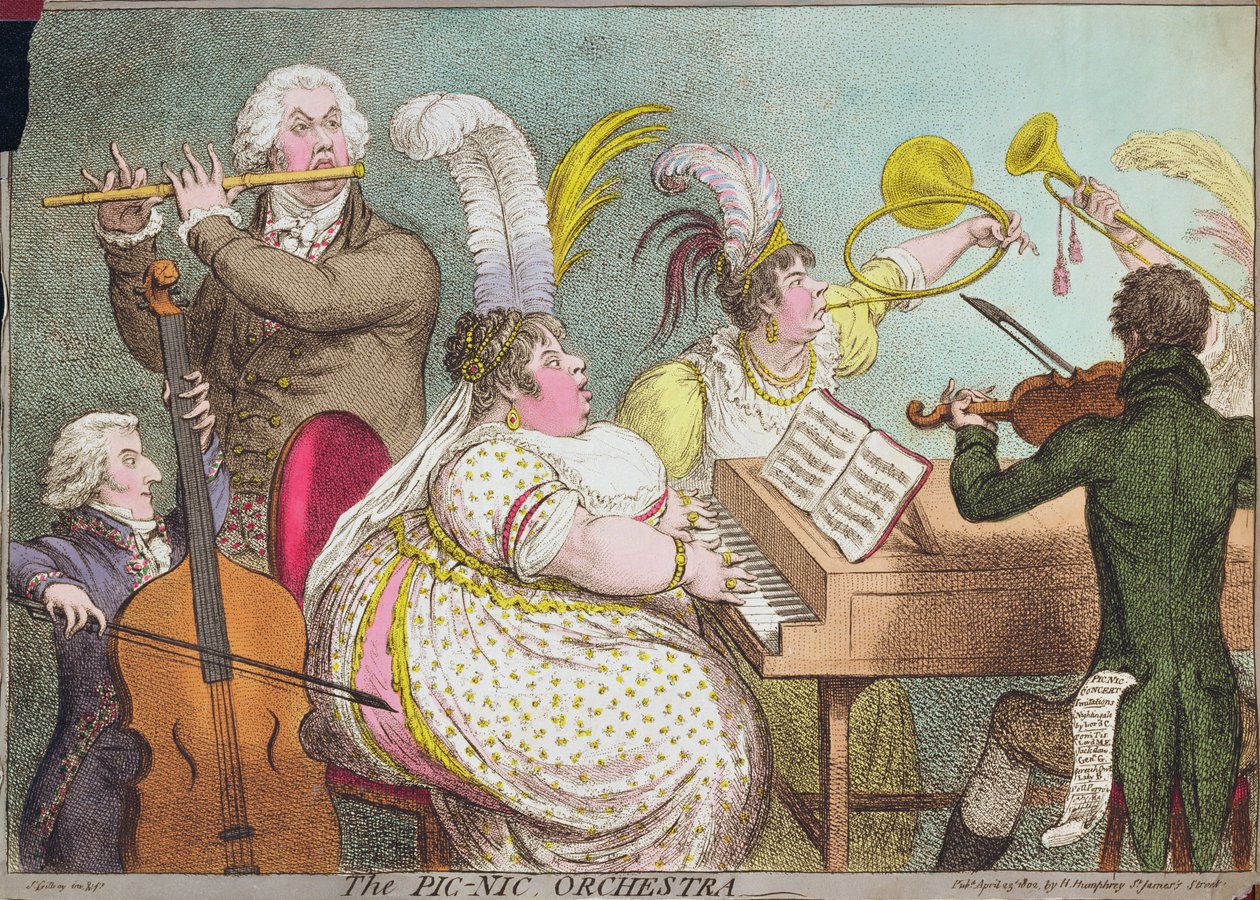 A Orquestra Pic-Nic, pub. por Hannah Humphrey, 1802 de James Gillray