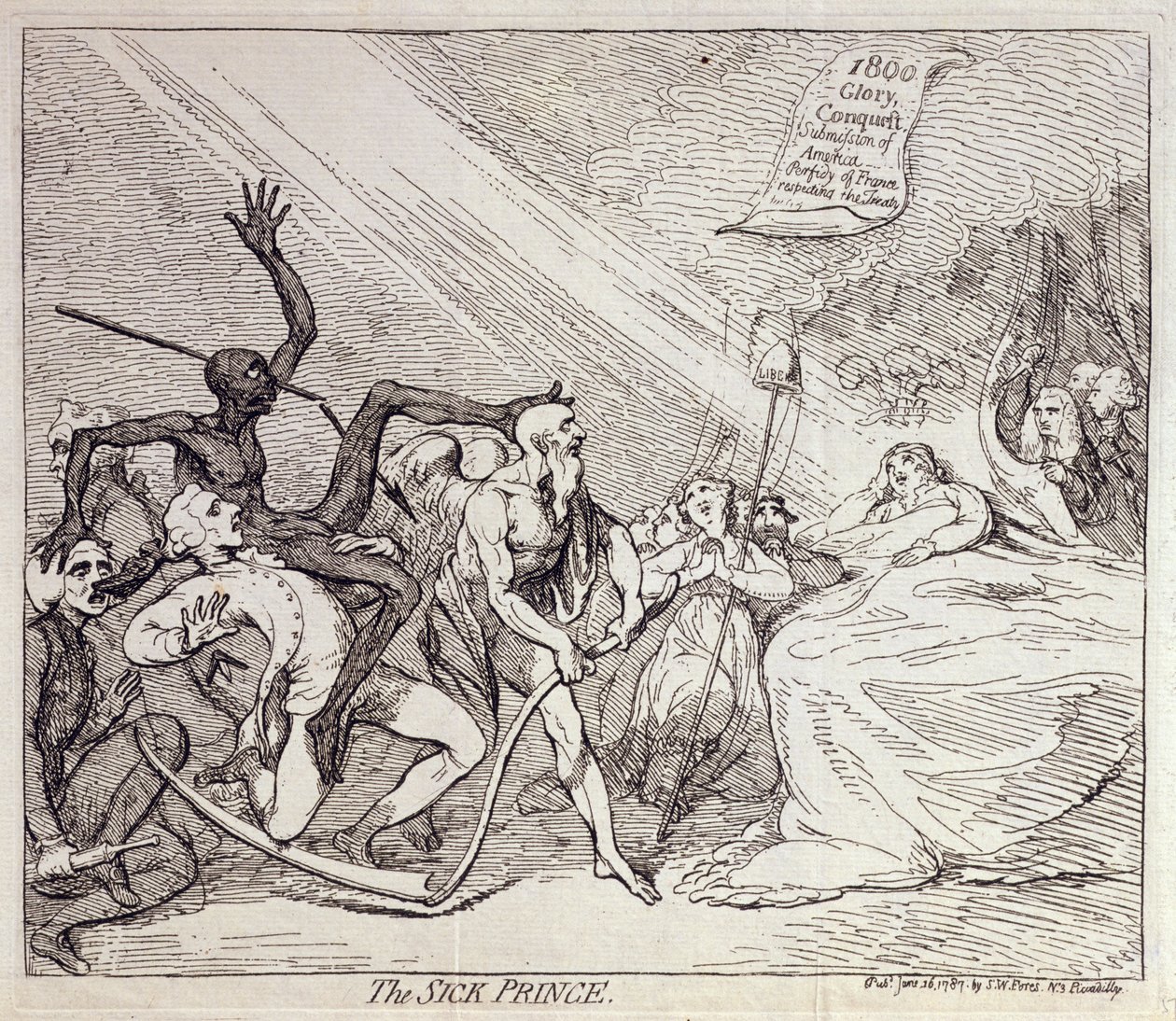 The Sick Prince, publicado pela S.W. Fores em 1787 (gravura) de James Gillray