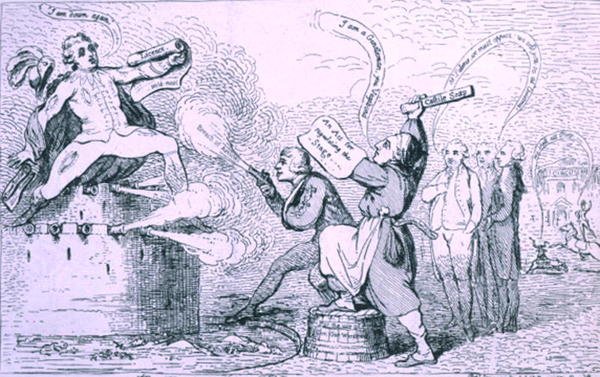 The The Theatrical War, publicado por S.W. Fores em 1787 (gravura) de James Gillray