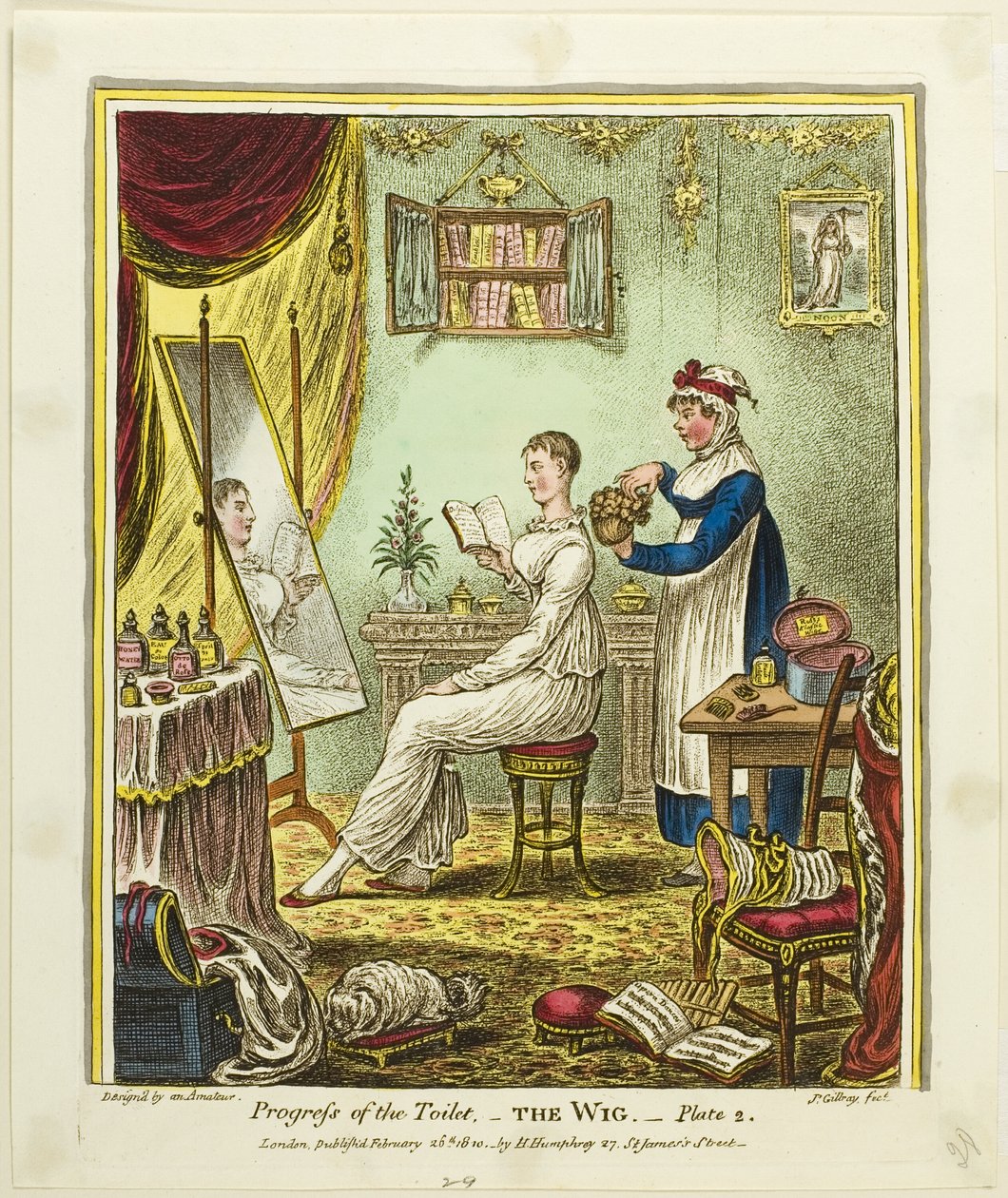 A Peruca, prato dois de O Progresso da Sanita de James Gillray