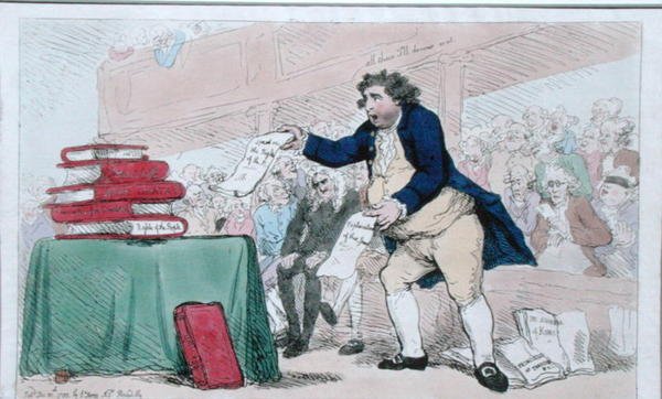The Word Eater, publicado pela S.W. Fores em 1788 (gravura colorida à mão) de James Gillray