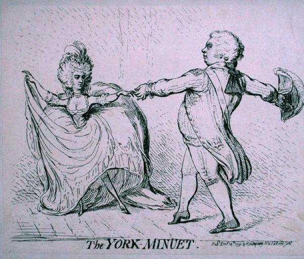 The York Minuet, publicado por Hannah Humphrey em 1791 (gravura) de James Gillray