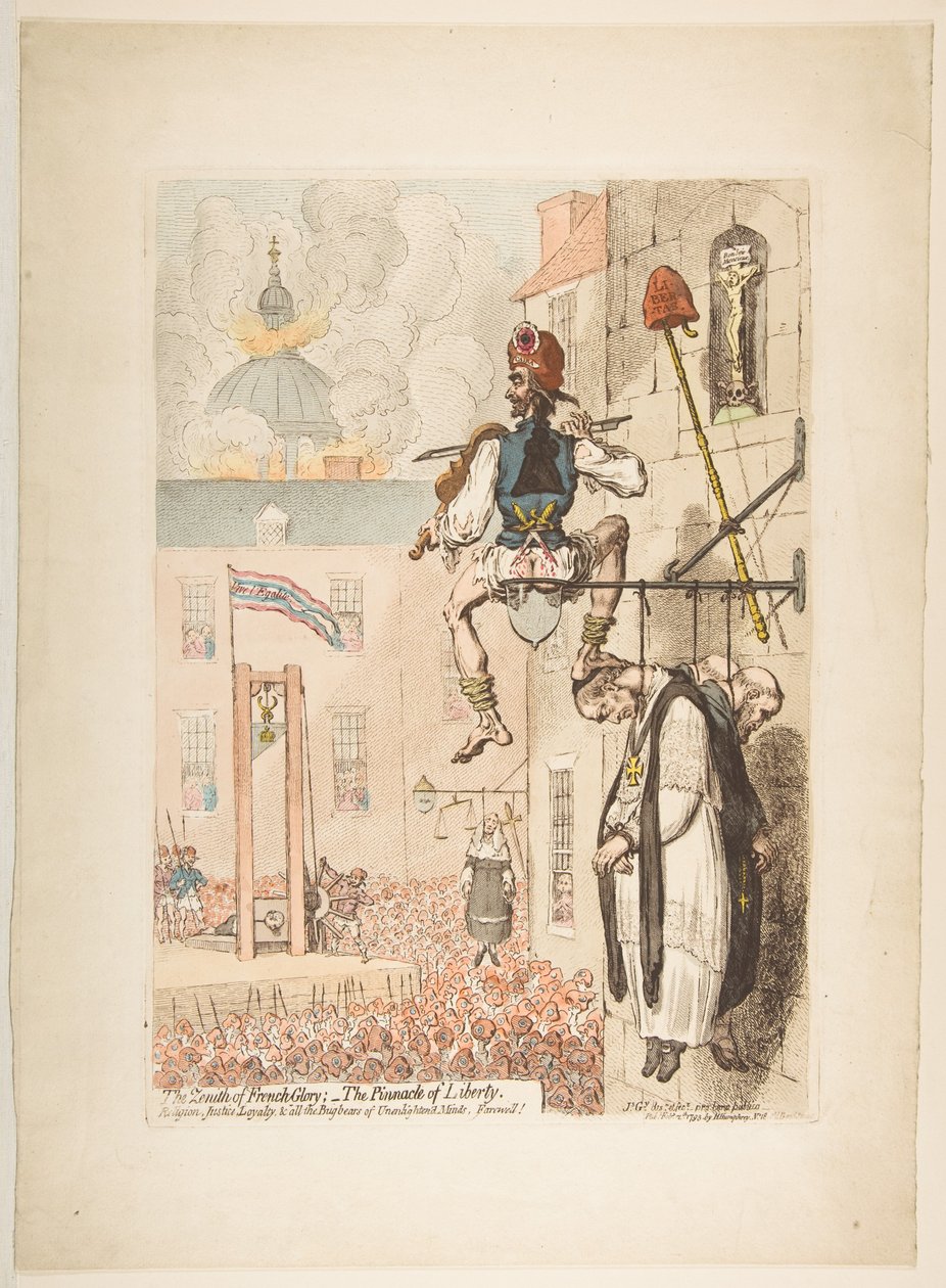 O Zenith da Glória Francesa, - o Pináculo da Liberdade, 12 de fevereiro de 1793. de James Gillray