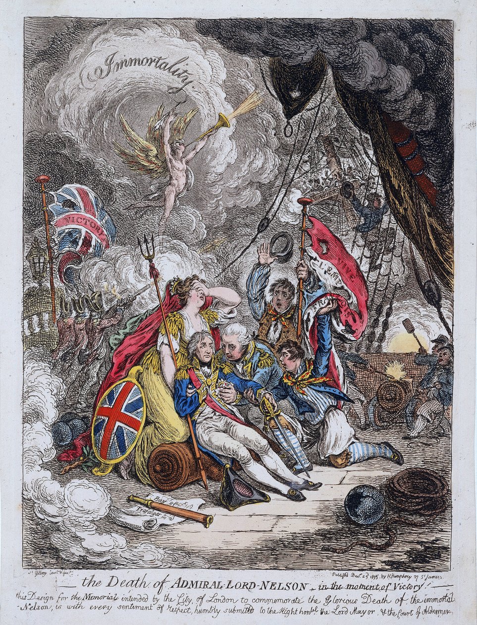 A morte do almirante Horatio Nelson (1758-1805) no momento da vitória de James Gillray
