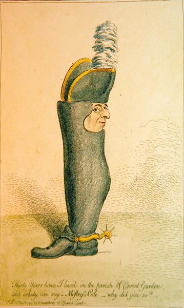 Trinta anos vivi na paróquia de Covent Garden, publicada por Hannah Humphrey de James Gillray