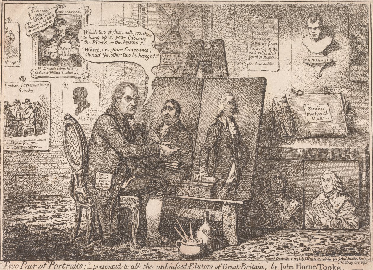 «Dois pares de retratos», apresentados a todos os eleitores imparciais da Grã-Bretanha de James Gillray