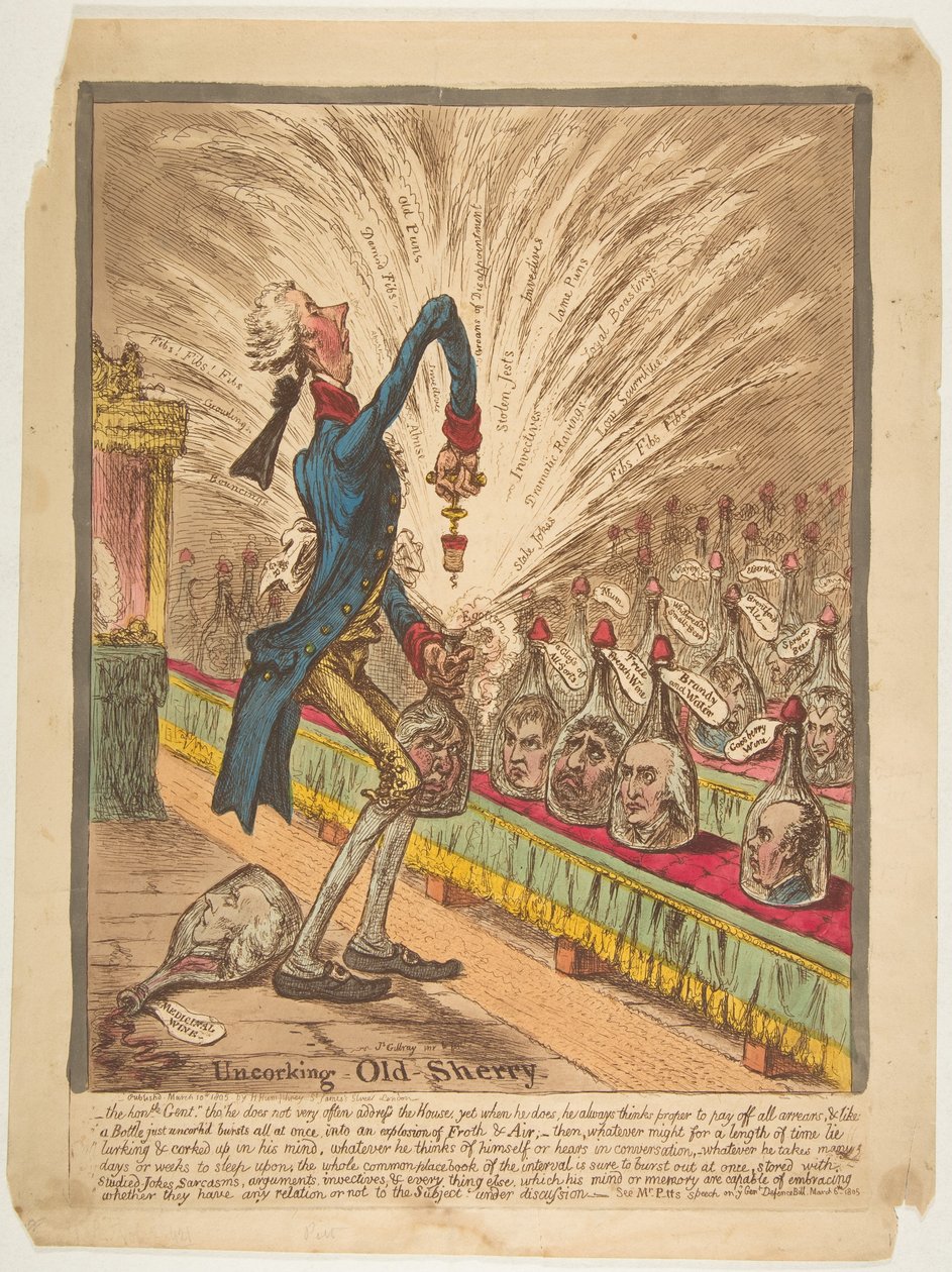 Unorking Old Sherry, 10 de março de 1805. de James Gillray