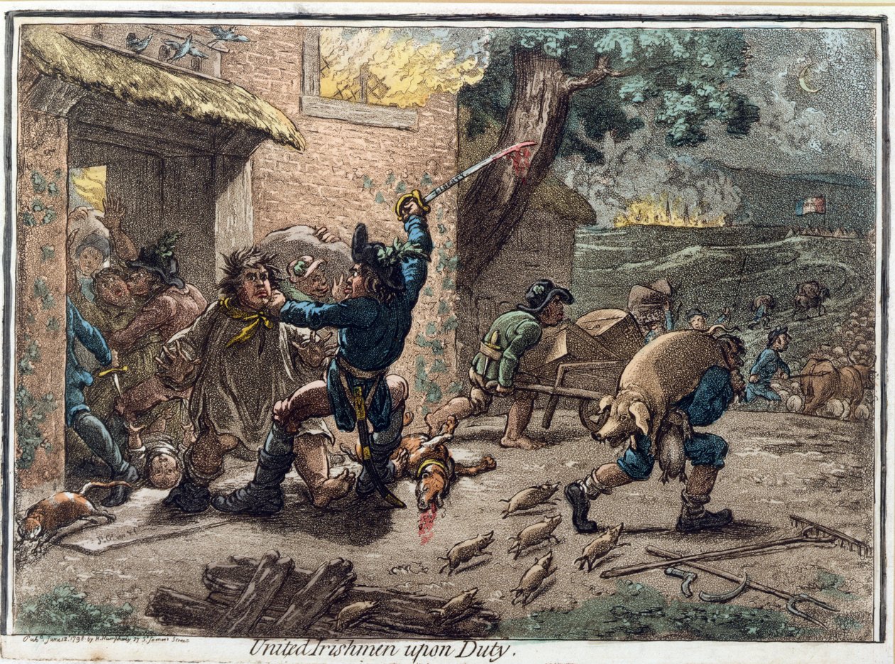 United Irishmen Upon Duty, publicado por Hannah Humphrey em 1798 de James Gillray