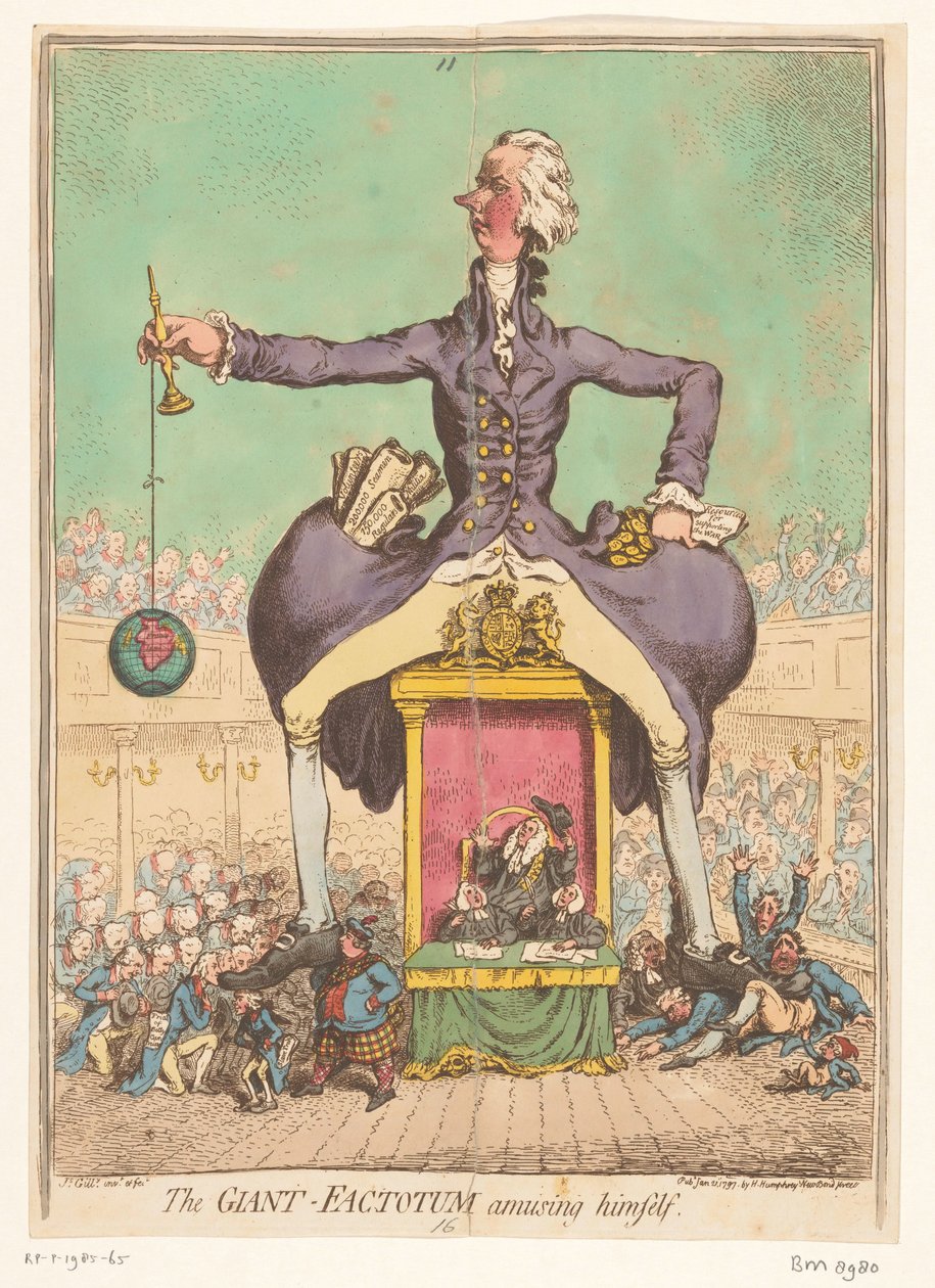 William Pitt jogando no Parlamento, 1797 O Gigante Factotum se divertindo de James Gillray