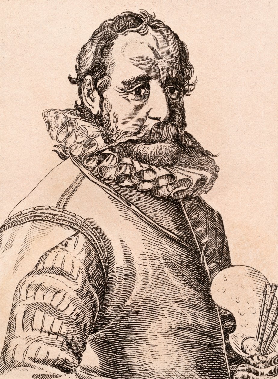 Hans Bol, ilustração de &39;75 retratos de pintores célebres de originais autênticos &39;, publicado em Londres, 1817 de James Girtin