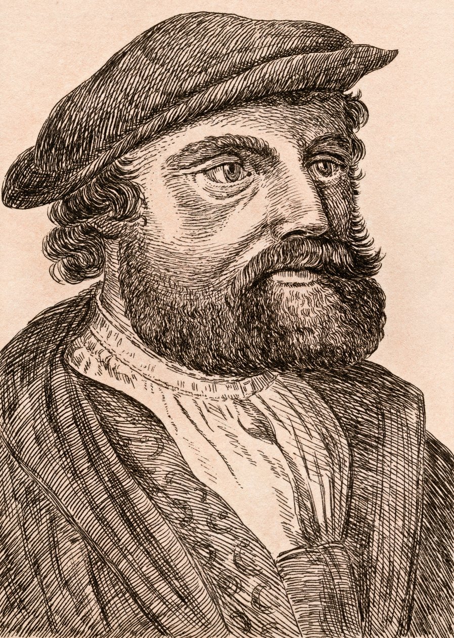 Hans Holbein, o Jovem, ilustração de &39;75 Retratos de Pintores Celebrados de Originais Autênticos &39;, publicado em Londres, 1817 de James Girtin