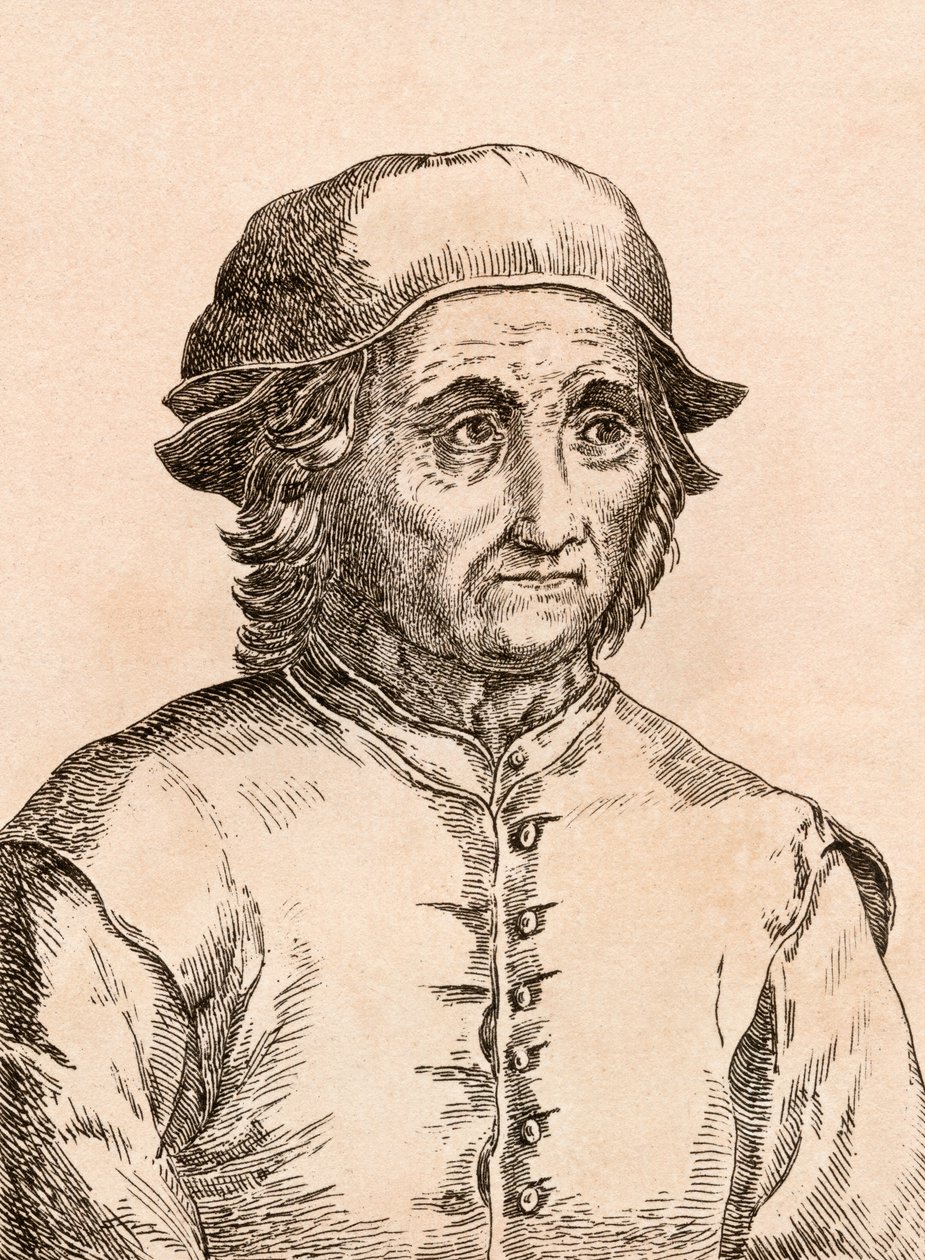 Hieronymus Bosch, ilustração de &39;75 retratos de pintores célebres de originais autênticos &39;, publicado em Londres, 1817 de James Girtin