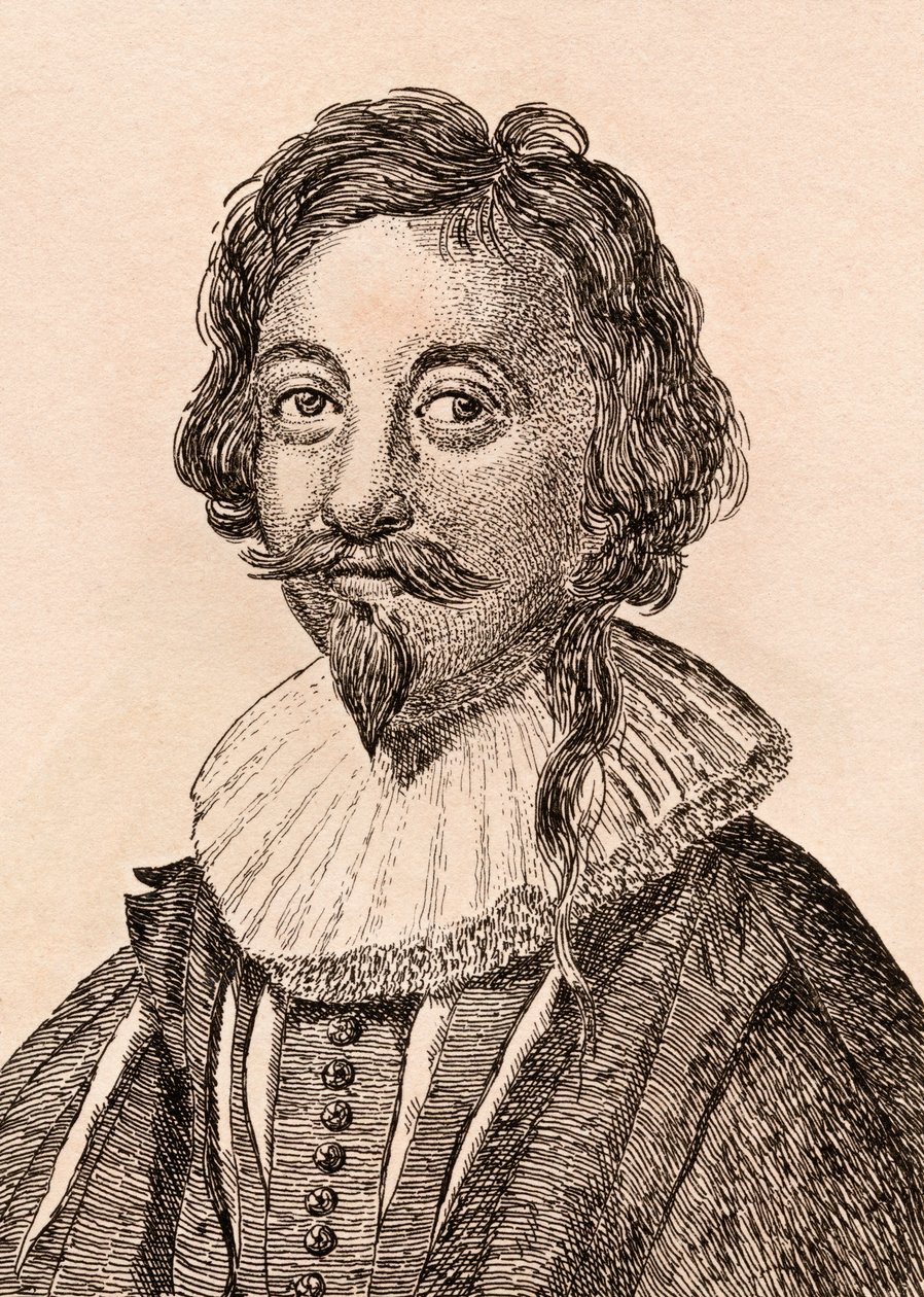 Simon Vouet, ilustração de &39;75 retratos de pintores célebres de originais autênticos &39;, publicado em Londres, 1817 (gravura) de James Girtin