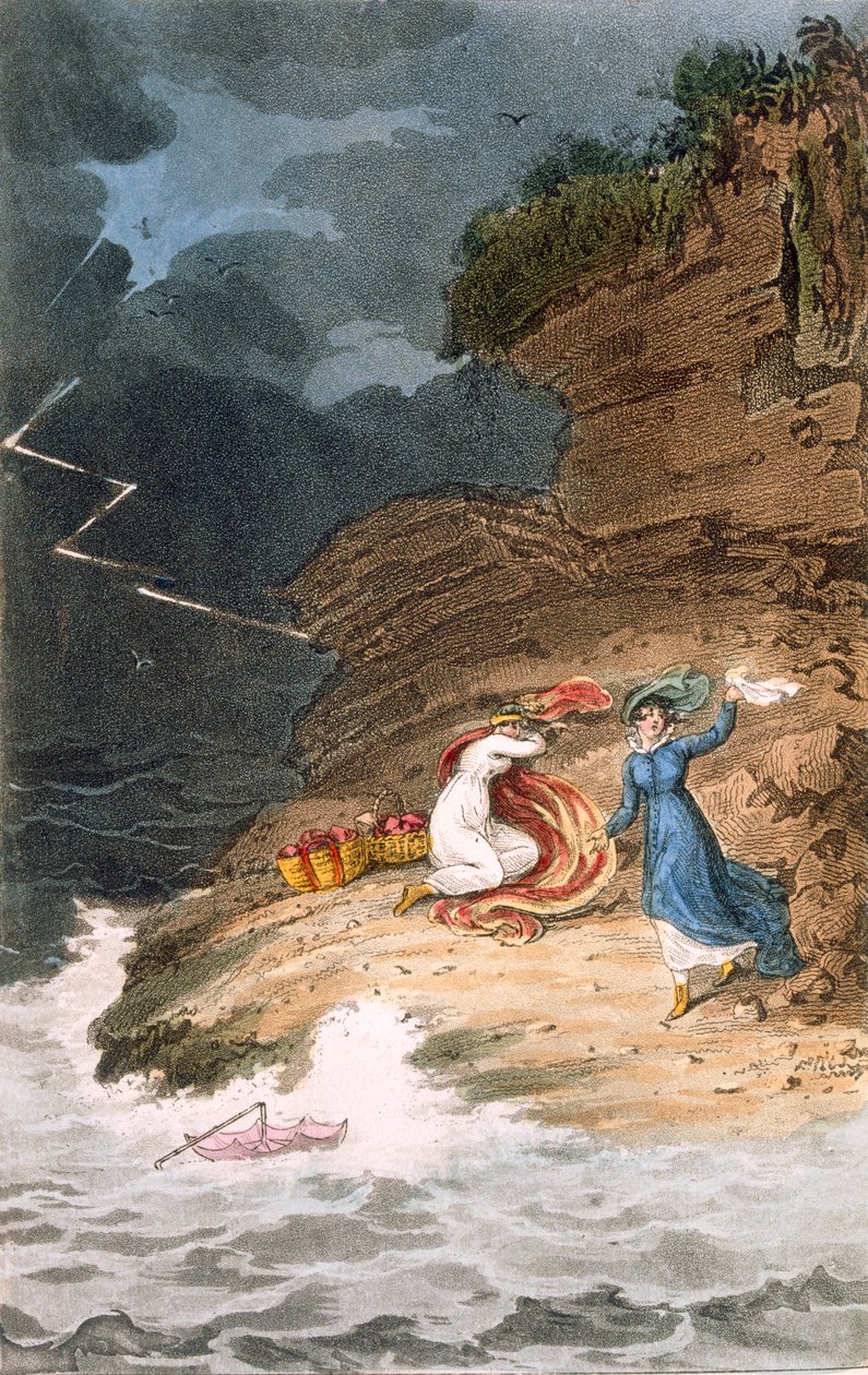 Duas belas da Regência encalhadas em uma praia por uma tempestade, c1795-1805. de James Green
