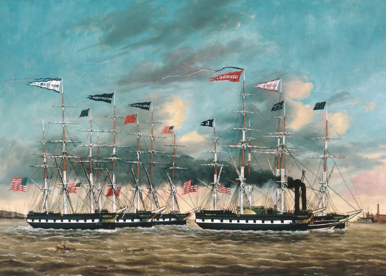O conquistador do barco de reboque, 1852. de James Guy Evans