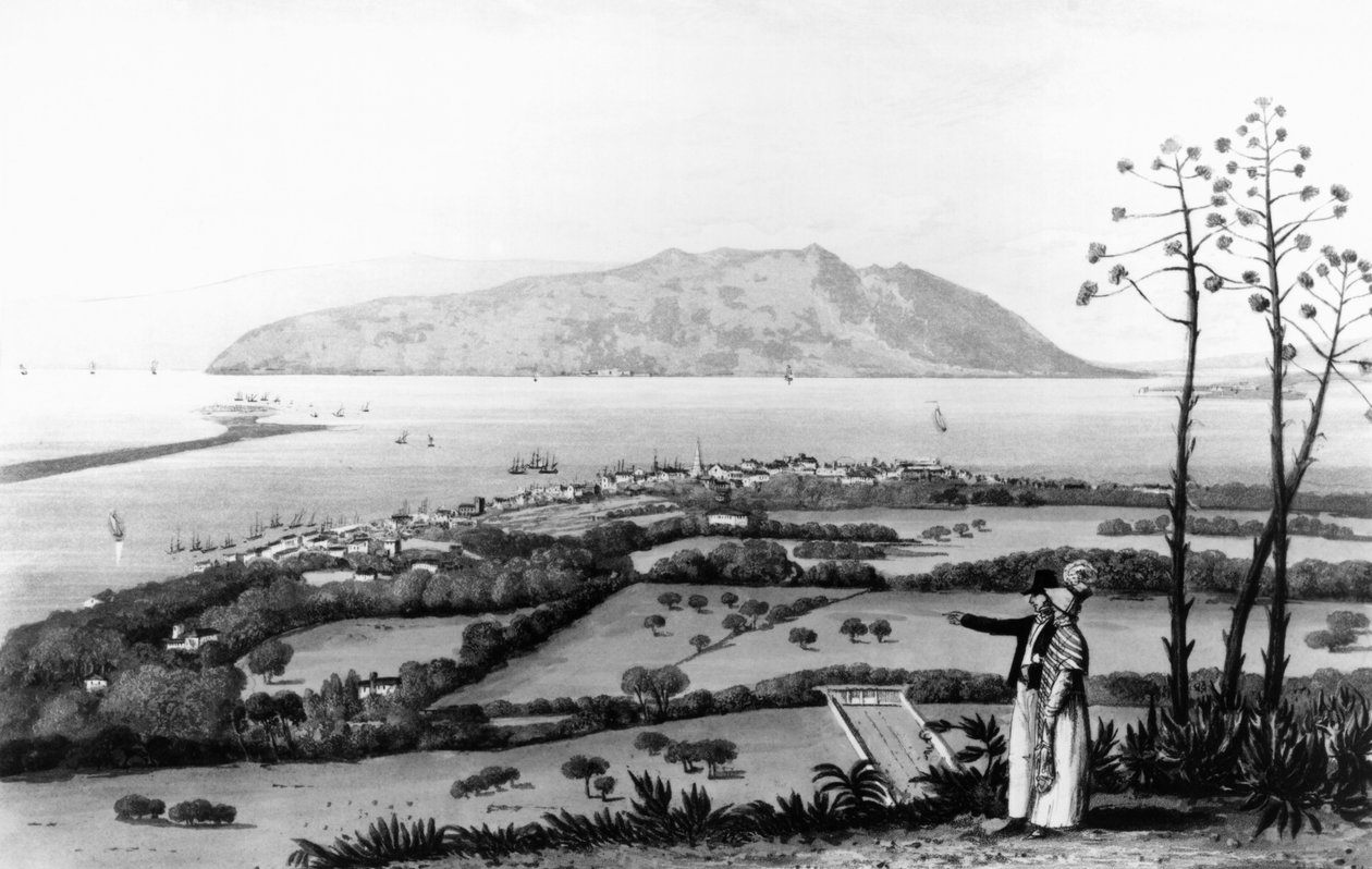 Kingston e Port Royal, de "Uma excursão pitoresca à ilha da Jamaica", gravada por Thomas Sutherland (litografia) de James Hakewill