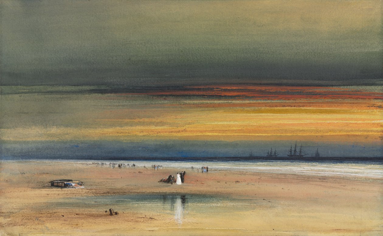Cena de praia ao pôr do sol de James Hamilton