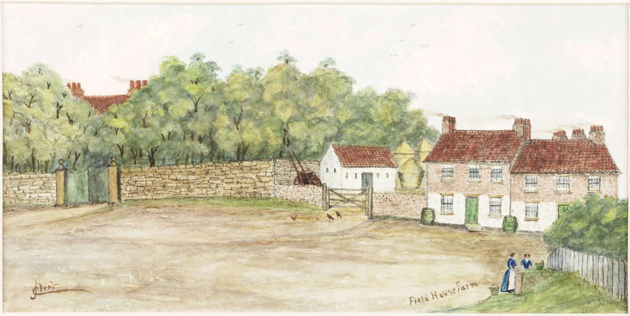 Fazenda de campo (aquarela, bodycolour e tinta sobre papel) de James Henry Cleet