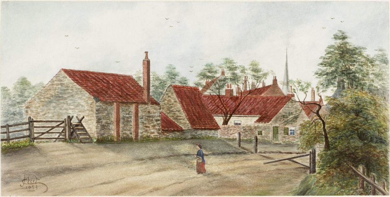 Silkeys Lane, Chirton, Northumberland (aquarela e bodycolour no papel) de James Henry Cleet