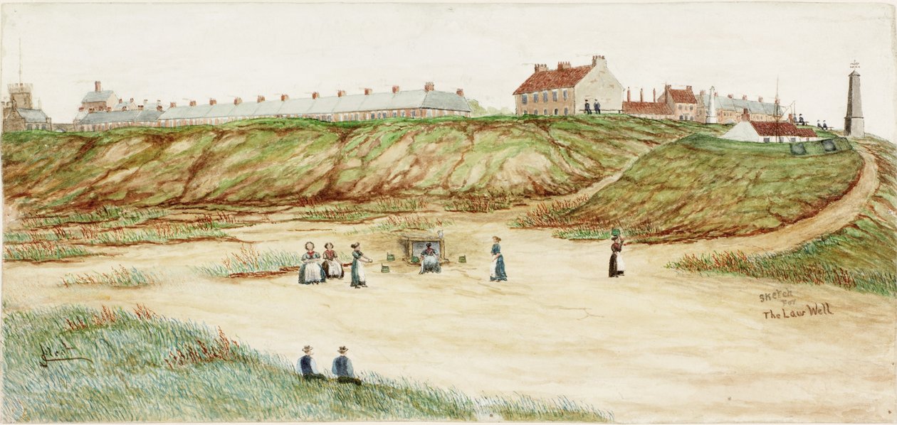 Esboço para o Poço da Lei (aquarela, bodycolour e lápis sobre papel) de James Henry Cleet