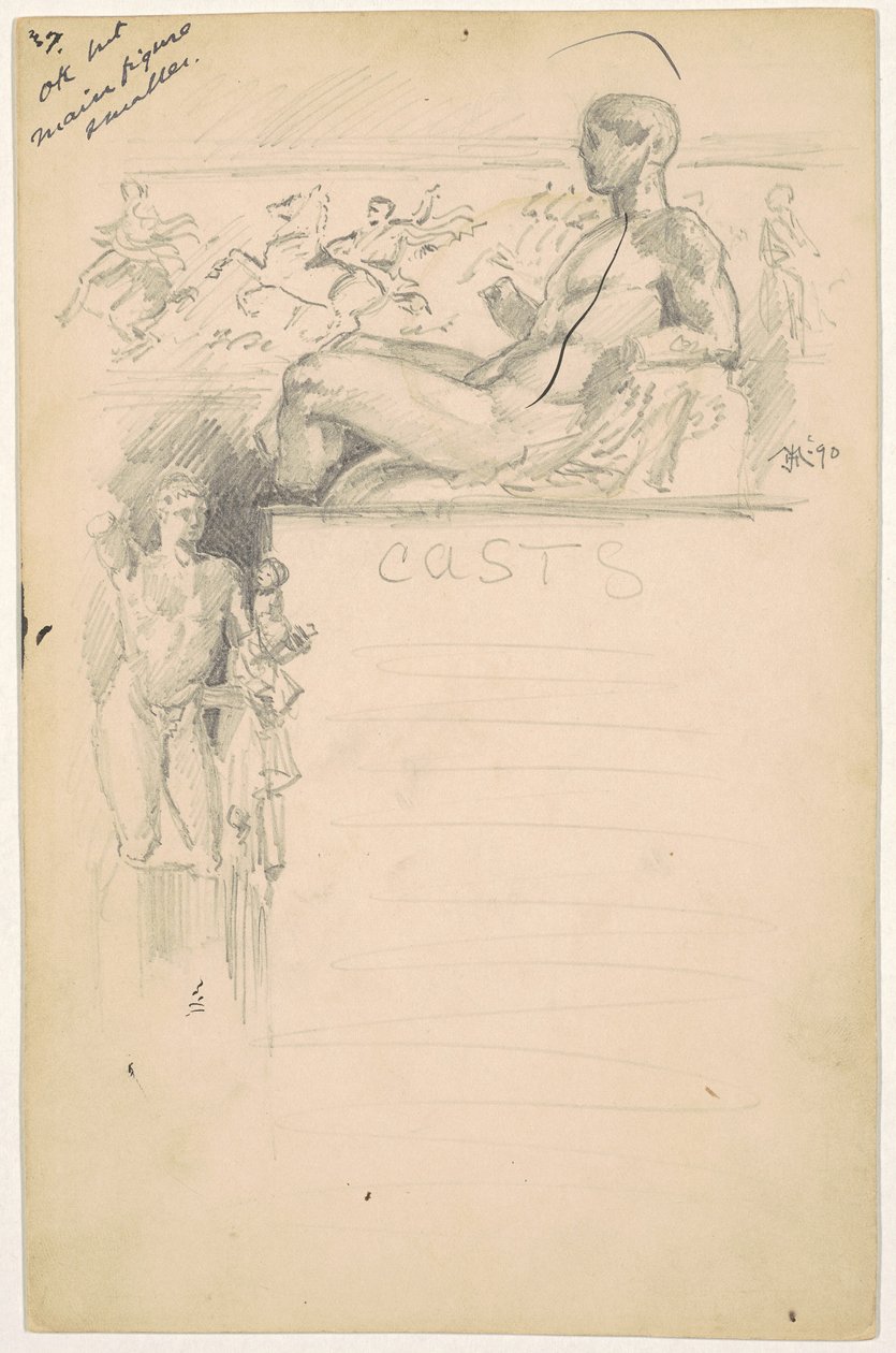 Estudo para "Casts from Antique Sculpture: The Parthenon" de James Henry Moser