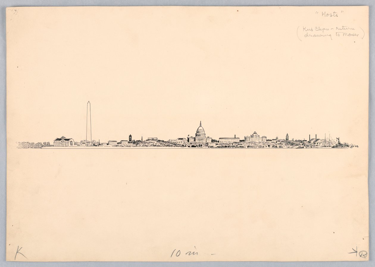 Washington Skyline, Design para Washington Board of Trade Dinner, 13 de maio de 1908 de James Henry Moser
