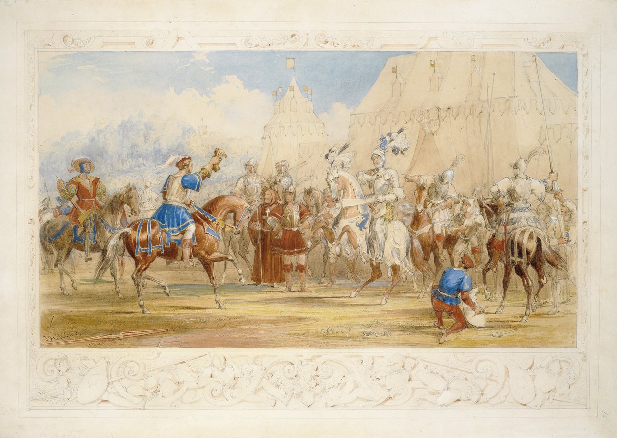 O Desafio, 1841 (lápis, wc e bodycolour no papel) de James Henry Nixon