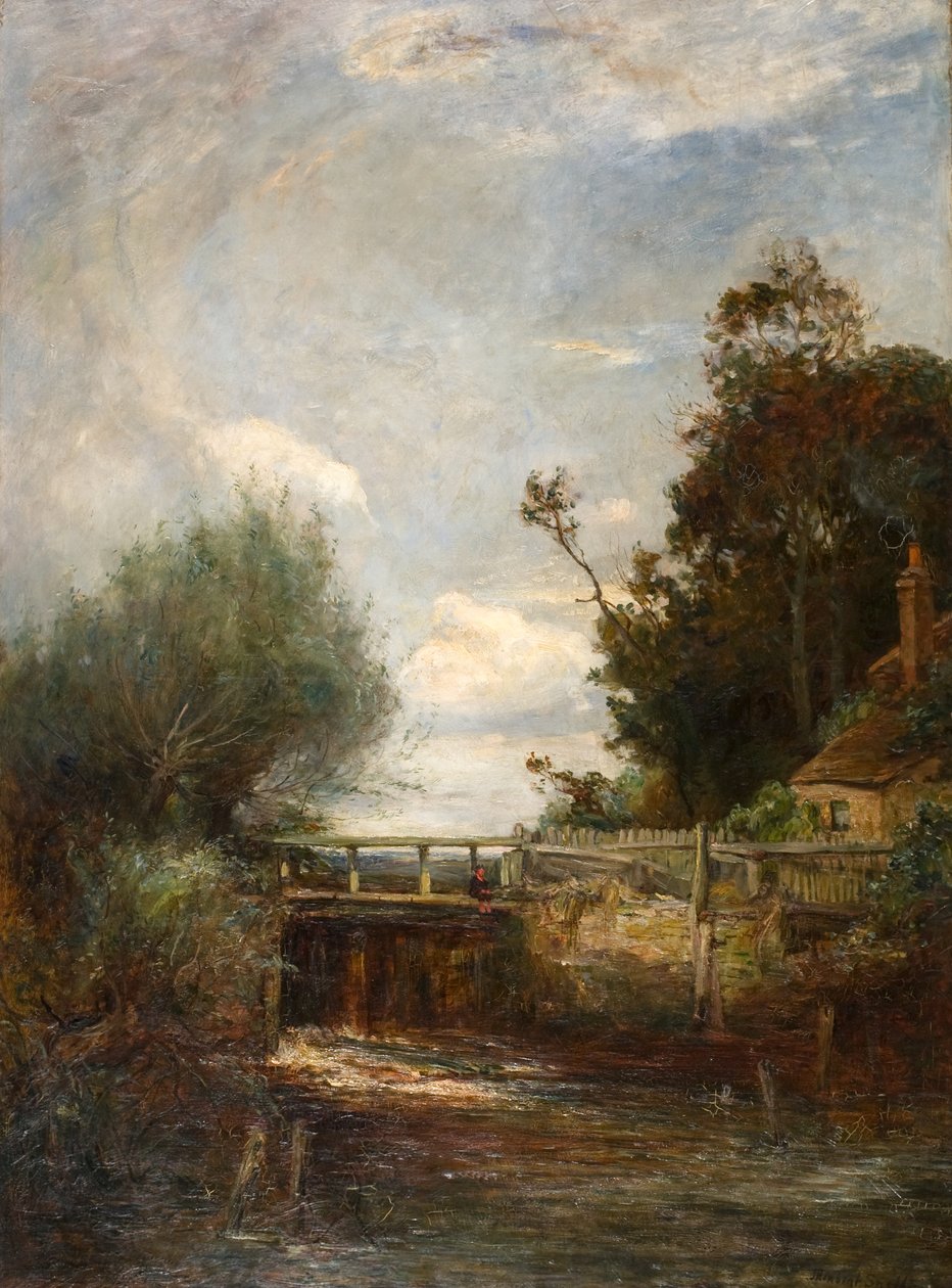 The Lock On the Colne River (óleo sobre tela) de James Herbet Snell