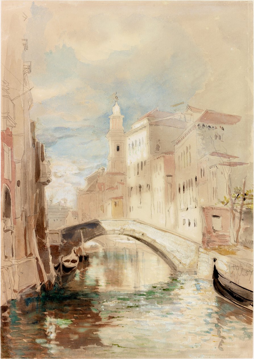 Ponte sobre um canal em Veneza (cor do corpo no papel) de James Holland